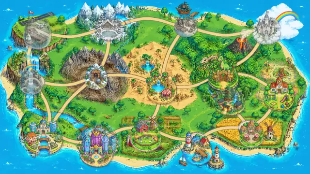 Bản đồ đảo Townoz: Quảng Trường Townoz, Phố Casino, Thung Lũng Nông Trại, Vịnh May Mắn, Làng Ninja Trúc Lâm, Thành Phố ABC, Công Viên Khủng Long, Ốc Đảo Sa Mạc và những nơi sắp mở